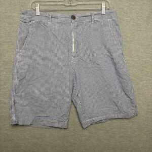 Islandia‎ Gingham Shorts Casual Summer picnic Blue White Checkered Mens 34